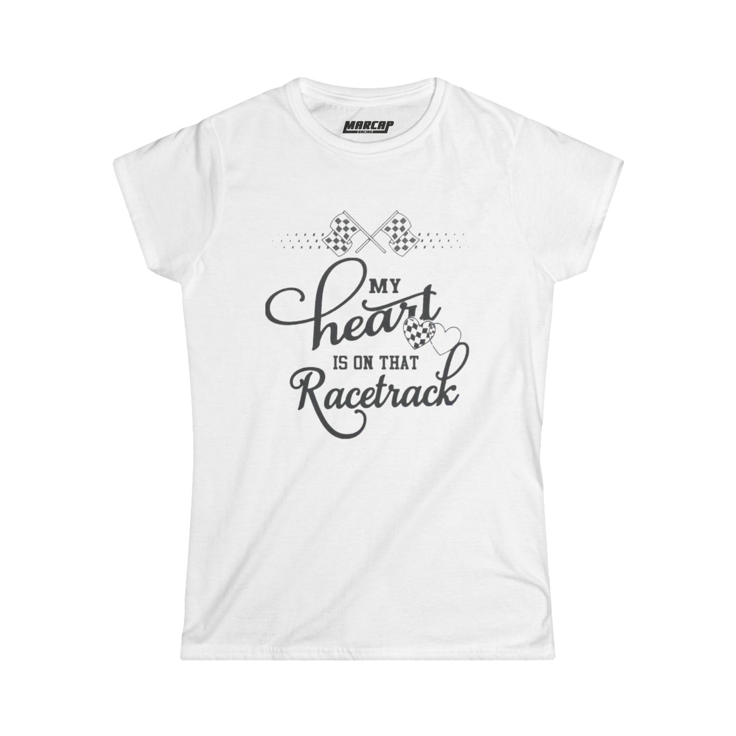 Racetrack Heart Women's Softstyle Tee - Perfect for Racing Fans