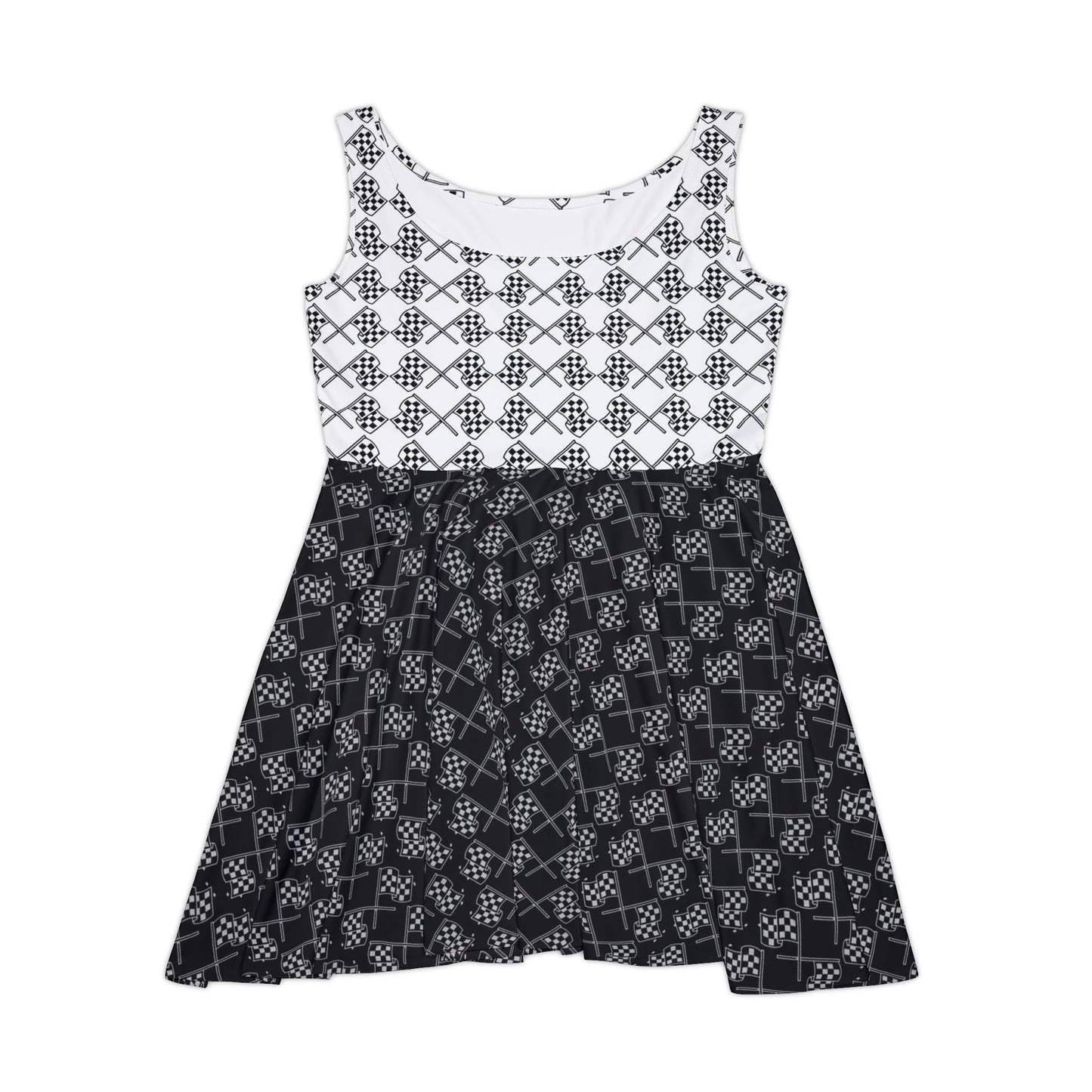 Racer Chic Black and White Women's Skater Dress - Perfect for Casual Outings and Parties