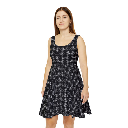 Racer Chic Black Checkerd Women's Skater Dress - Perfect for Casual Outings and Parties