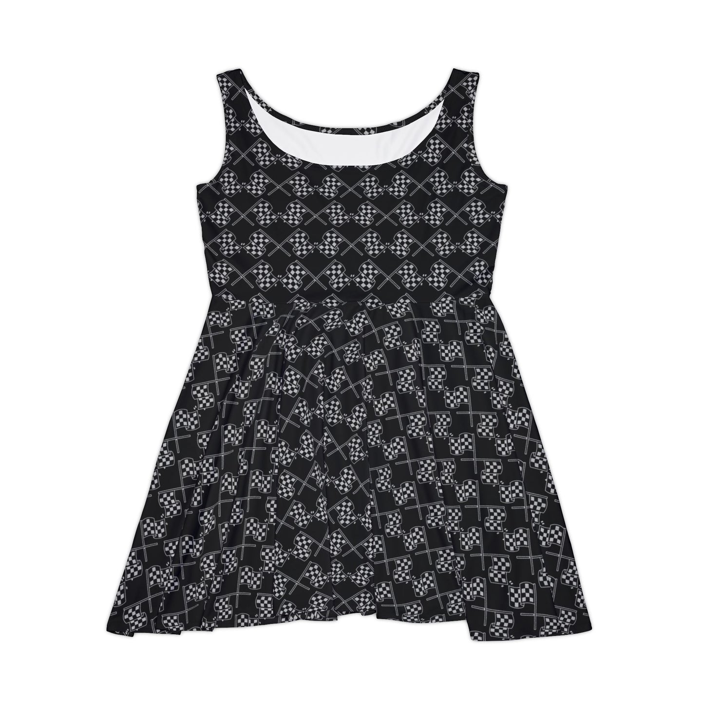 Racer Chic Black Checkerd Women's Skater Dress - Perfect for Casual Outings and Parties